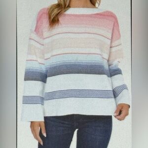 JohnPaulRichard Striped Boat Neck Sweater in Coral Fins Stripe NWT Size XXL